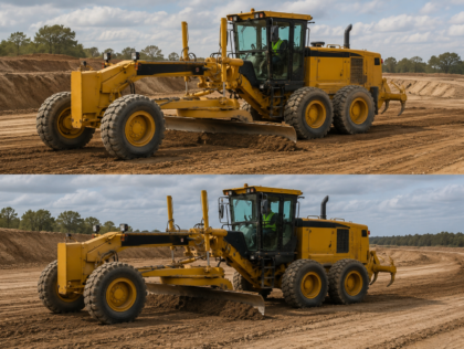 motor grader all wheel drive vs tandem